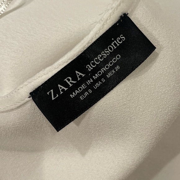 ZARA White Satin V Neck Long Sleeve Blouse Bodysuit EUC - Picture 5 of 5